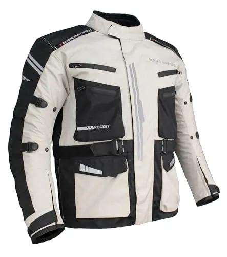 Motorrad Textiljacke Biker Wasserdicht Motorcycle Touring Jacket Protektoren Racing Thermofutte herausnehmbar Protector Jacket (DE/NL/SE/PL, Alphanumerisch, XXL, Regular, Regular, Weiss)