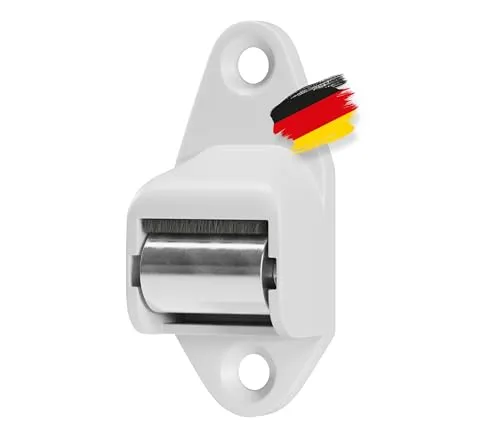 BAUHELD Gurtführung Rolladen [1 Stück] - Führungsrolle aus Stahl - Gurtdurchführung mit Bürstendichtung - Für Rolladengurt 14mm - Zu Rollladen-Gurtwickler Aufputz - Lochabstand 40mm - Weiß