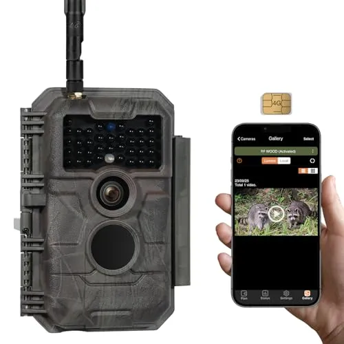 GardePro X20 4G LTE Wildkamera - Überwachungskamera mit 48MP und 1296P Video, kostenlose SIM-Karte für mobile Übertragung und herausragende Nachtsicht mit reduzierter Infrarotbeleuchtung.