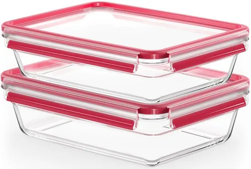 EMSA Clip&Close Frischhaltedose 2 Liter, Made in Germany, rot - Aufbewahrung & Transport: Ideal für jede Situation! Diese hitzebeständige und gefrierfeste Glasdose mit Clipverschluss sorgt für perfekte Frischhaltung und ist 100% spülmaschinenfest.