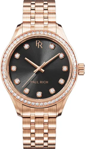 Paul Rich PR-45282 Damenuhr Crystelle 32mm - Damenuhr mit elegantem Roségold-Gehäuse und Zirkonia-Besatz, 5 ATM wasserdicht – ideal für stilbewusste Frauen.