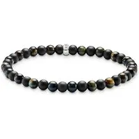 THOMAS SABO Talisman-Armband mit Obsidian und Tigerauge - Modisches Armschmuck aus Sterling Silber 925, flexibel durch Gummizug und ideal für jeden Anlass, perfekt kombinierbar mit Kleidern, Shirts und mehr.