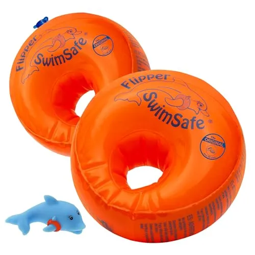 Flipper SwimSafe 1024 - Schwimmhilfe für Babys ab 1 Jahr - Schwimmflügel in leuchtendem Orange mit unzerbrechlichem PE-Schaumkern, ideal für Kinder von 1 bis 6 Jahren. TÜV-GS geprüft, sicher und komfortabel mit optimalem Auftrieb im Wasser.