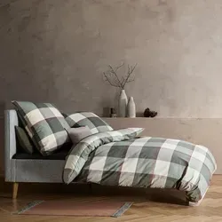 fleuresse Bettwäsche Lech Edelflanell 200x220 cm - Karo grün braun beige - Hochwertiges 3-teiliges Bettwäsche-Set aus 100% Mako-Baumwolle, kuschelig warm und pflegeleicht. Ideal für den Winter, mit Reißverschluss für einfachen Bezug.