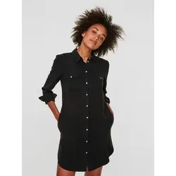 VERO MODA Damen VMSILLA LS Short Dress - Stilvolles Jeanskleid in Schwarz - Freizeitkleid für Damen, ideal für legere Anlässe und bequemes Tragen dank hochwertiger Baumwolle.