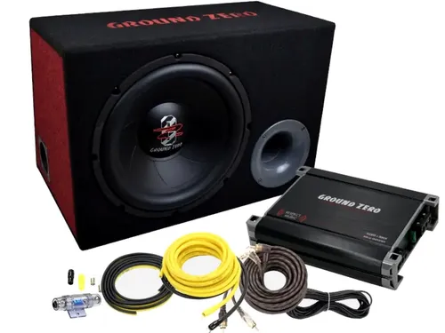 Ground Zero 30 cm Basspaket Subwoofer Verstärker Set Kabelset GZ
