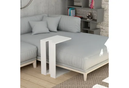 Decortie Beistelltisch Muju - Modern C Form Tisch in Weiß - Ablagetische, stilvoller Beistelltisch mit einfacher Selbstmontage und leicht zu reinigender Oberfläche, ideal für jedes moderne Wohnzimmer.