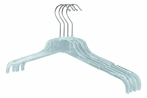 RSR Hangers Kleiderbügel 20 Stück Transparent Klar FO 47 cm Kunststoff 360° drehbarer Haken | Hemdenbügel | Blusenbügel | Jackenbügel Platzspar mit Rockkerbe - Made in Germany