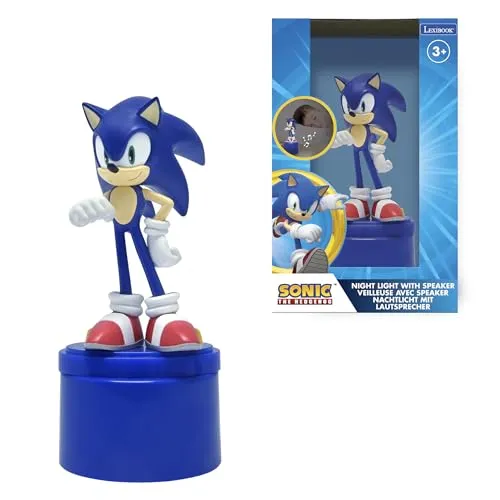 Lexibook, SEGA Sonic The Hedgehog, Nachtlicht mit Lautsprecher, Weiches Licht, Batteriebetrieben, Blau, NS01SN