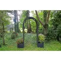 KHW Rosenbogen mit Pflanzkasten, anthrazit - Rosenbogen aus 100% wetterfestem Kunststoff mit 2 Pflanzkästen, ideal für Gartenliebhaber. Pflegeleicht und einfach zu montieren, perfekt für Rankpflanzen.