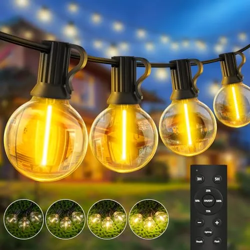 Lichterkette LED Außen 20m mit Fernbedienung - Wetterfest für Garten & Balkon - Diese 20m lange, dimmbare Lichterkette für den Außenbereich bietet 3 Beleuchtungsmodi und eine praktische Fernbedienung. Ideal für stimmungsvolle Gartenbeleuchtung und Feste, sorgt sie für eine gemütliche Atmosphäre bei jedem Wetter.