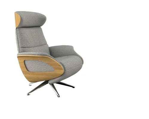 FLEXLUX Relaxsessel Clement elektrischer Funktionsessel, Größe M, Rücken & Fußteil elektrisch, Akku, Arml. Eiche, Fuß Alu