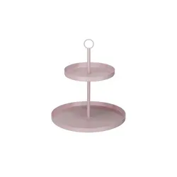 BOLTZE Etagere Samina – 2-stöckig in Hellrosa aus Metall - Elegante 2-stöckige Etagere aus pulverbeschichtetem Eisen für stilvolles Servieren von Snacks, Obst und Desserts. Minimalistisches Design in zartem Hellrosa – perfekt für jede Tischdekoration.