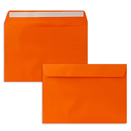 100x Briefumschläge DIN C5 Orange - 16,2 x 22,9 cm - Haftklebung - Edle Kuverts für große Einladungen und Karten zum Geburtstag oder Hochzeit