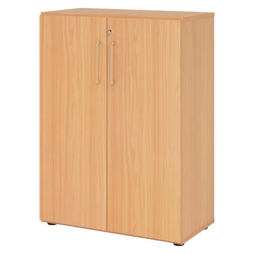 bümö Aktenschrank abschließbar, 80cm breit in Buche - Aktenschrank aus hochwertigem Holz, mit stabilem Schloss und werkzeuglosem Aufbau. Ideal für Büro & Arbeitszimmer, inklusive 2 einstellbaren Fachböden für optimale Ordnung.