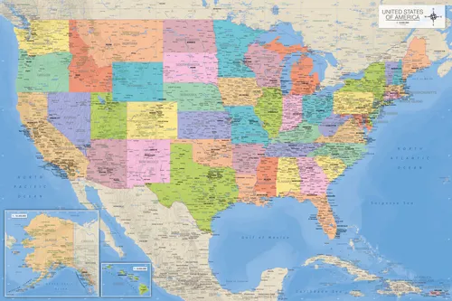 Poster Landkarten - Poster - Map of the USA