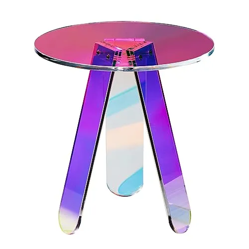VEVOR Bunter Acryl-Beistelltisch φ45 x 48 cm - Beistelltisch fürs Wohnzimmer mit traumhaftem Design, das Lichtfarben bricht und eine besondere Atmosphäre schafft. Leicht zu reinigen und vielseitig einsetzbar für Kaffee, Snacks und mehr.
