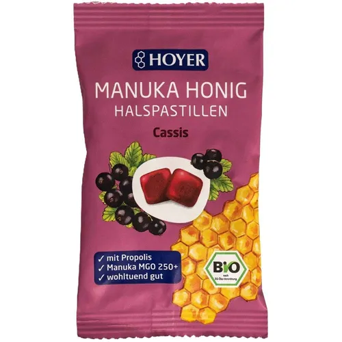HOYER MANUKA HONIG Halspastillen Cassis