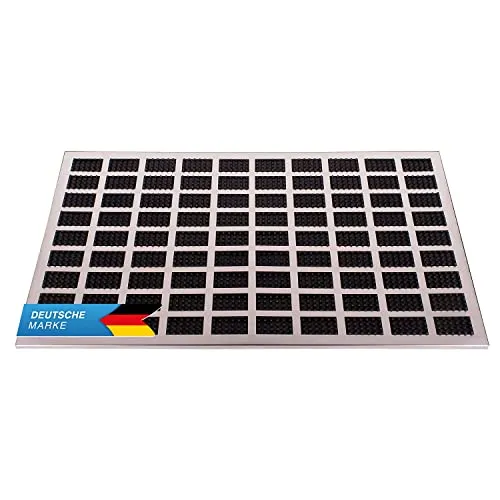 Goods+Gadgets Edelstahl Luxus Fußmatte - Fußmatte aus 100% Edelstahl und PVC, schmutzabweisend und ideal für den Outdoor-Bereich. Perfekt für stilvolle Eingänge.