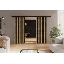 Emporius Schwebetüren 210 cm Belor Duo - Moderne Lamellen-Schiebetür - Türen mit platzsparendem Design, ideal für kleine Räume. Sanftes Öffnen und Schließen dank hochwertigem Schienensystem.