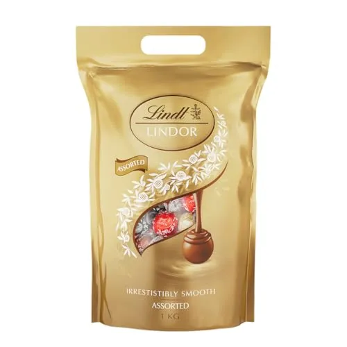 Lindt Lindor XXL Beutel Mischung Schokolade Pralinen - 1kg - Schokoladenbonbons & Pralinen, köstliche Auswahl an zartschmelzenden Pralinen für genussvolle Momente, ideal zum Teilen oder als Geschenk.