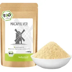 Maca Pulver 500 g - Natürliches Superfood aus Peru - 100% reines Maca Pulver ohne Zusatzstoffe, perfekt für Smoothies, Müslis und Backwaren. Fein vermahlen für einfache Anwendung und vielseitigen Genuss.