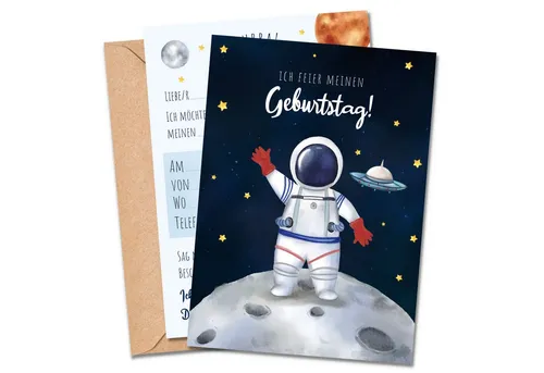MeinBaby123® Einladungskarten Kindergeburtstag inkl. 10 Umschläge, Kindergeburtstag Jungs und Mädchen, Geburtstagseinladungen Kinder