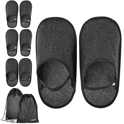 ONVAYA® Handwerkerpantoffel 4er Set XL-XXL - Herren-Hausschuhe mit rutschfester ABS-Sohle und Gummiband für optimalen Halt. Ideal für Baustellen und Museen. Praktischer Tragebeutel inklusive.