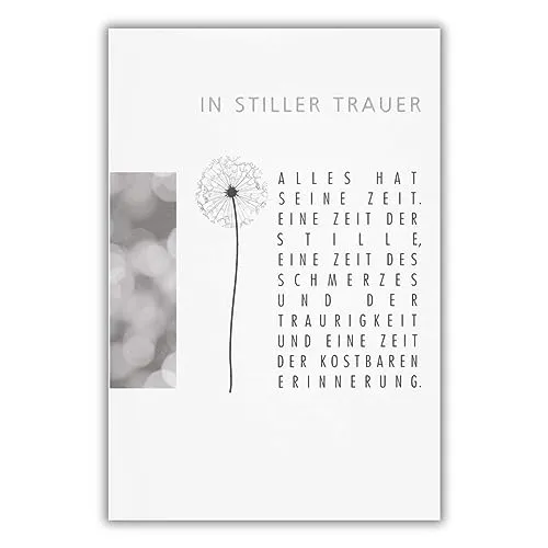 bsb Trauerkarte zur Beerdigung - liebevolle Beileidskarten mit Umschlag - Trauerkarte hochwertig mit Pusteblumen-Motiv - Herzliches Beileid Karte Trauer - Kondolenzkarte in 11,5 x 17,0 cm
