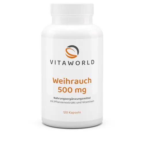 vitaworld Boswellia Weihrauch Extrakt 500mg, Original Boswellin® Extrakt, 350 mg Boswellinsäure pro Kapsel, Mit den B-Vitaminen B1, B2 und B6, Vegan, 120 Kapseln