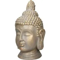 ECD Germany Dekofigur Buddha Kopf Statue - Dekofiguren für Haus & Garten, in eleganter Bronzeoptik aus Polyresin, ideal für Yoga und Feng Shui, schafft eine harmonische Atmosphäre drinnen und draußen.