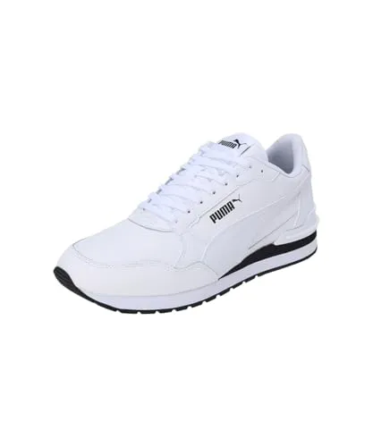 Puma Echtleder Sneaker 'ST Runner v4 L' - PUMA White-PUMA Black, Unisex Größe 37 EU - Laufschuhe mit hochwertigem Leder-Obermaterial und SOFTFOAM Komfort-Innensohle. Ideal für Alltag und Freizeit, kombiniert Stil und Komfort.