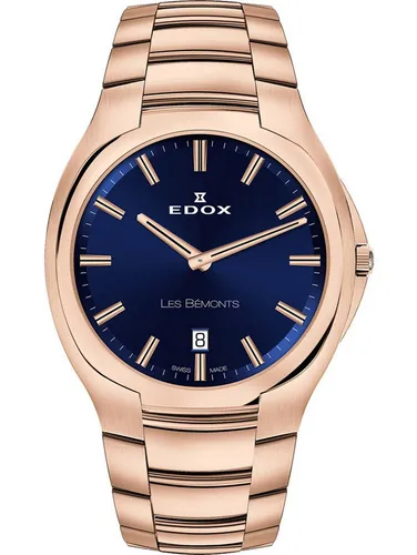 Edox Les Bemonts Quarzuhr 56003-37R-BUIR - Elegante Herrenuhr mit 40mm Roségold-Edelstahl-Gehäuse, Saphirglas und 3 ATM Wasserdichtigkeit – perfekt für stilbewusste Männer.