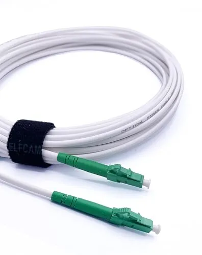 Elfcam® - 30m Weißes Glasfaserkabel LC/APC auf LC/APC Stecker, Kompatibel mit Deutscher Telekom, Simplex 9/125μm Patchkabel, Lichtwellenleiter LSZH, LWL,30Meter