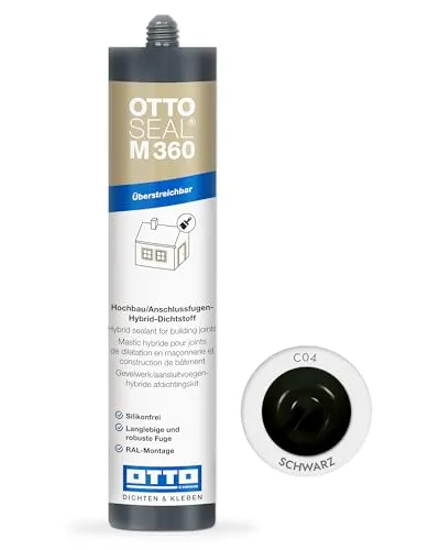 OTTOSEAL M 360 Hybrid-Dichtstoff für Hochbau/Anschlussfugen C04 schwarz 310ml – Überstreichbar & silikonfrei – perfekt für die RAL-Montage Innen & Außen