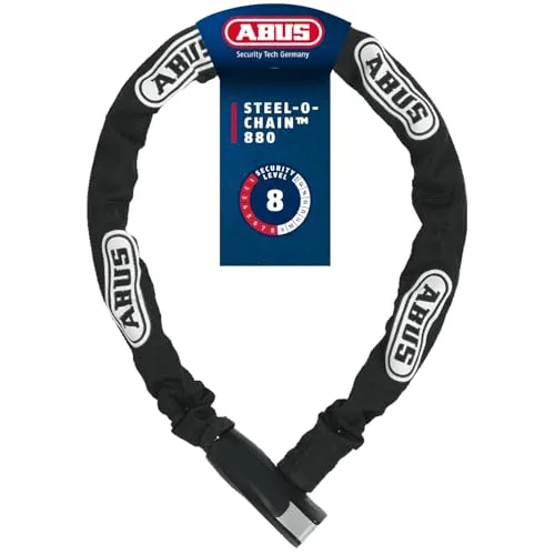 ABUS Kettenschloss Steel-O-Chain 880 – Fahrradschloss aus gehärtetem Stahl Sicherheitslevel 8 – Schwarz – 110 cm