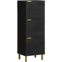 vidaXL Highboard Schwarz 40x33x110 cm - Modernes Highboard aus Holzwerkstoff, lackiert und ideal für stilvolle Wohnräume. Bietet zusätzlichen Stauraum mit elegantem Design.