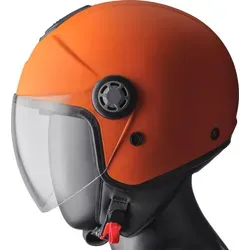 GMS-Moto Gelato Peach Jethelm - Dunkelorange - M - Stylischer Jethelm aus robustem Polycarbonat, mit integrierter Sonnenblende und hervorragendem Tragekomfort. Ideal für den urbanen Einsatz und lange Fahrten.