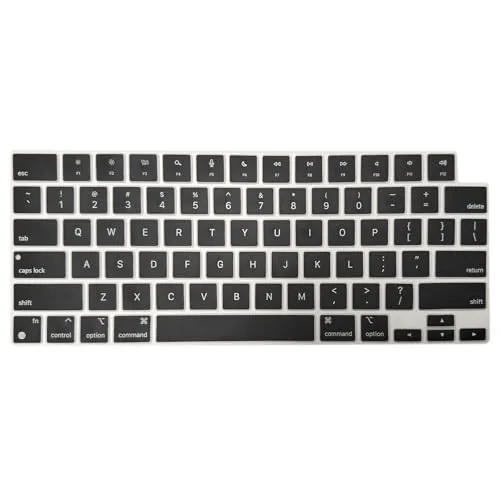 MiNGFi Silikon Englisch QWERTY Tastaturschutz für MacBook Pro/Max 14&16" M1-M4(A3185 A2485 A2780 A2991 A3403 A3186) Air 13,6&15,3" M2-M4(A3113 A3240 A2941 A3114 A3241) US/ANSI Tastaturlayout-Schwarz