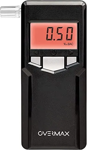 OVERMAX AD-06 Alkomat Professional - Alkoholtester mit elektrochemischem Platinsensor, präzise Messung bis 0,05 ‰, inklusive 10 Mundstücke und kostenloser Kalibrierung für zwei Jahre.