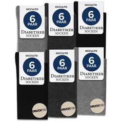 OCCULTO Basicsocken Socken Herren ohne Naht ohne Gummibund 6er Pack (Modell: Oliver) (6-Paar) grau 47-50