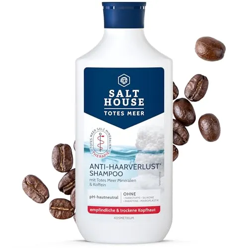 Salthouse Totes Meer Therapie Anti-Haarverlust Shampoo 250ml - Shampoo für kraftvolles Haar mit aktivierendem Coffein und Totes Meer Mineralien. Reduziert Haarverlust und stärkt Haarwurzeln, ideal für sensible Kopfhaut.