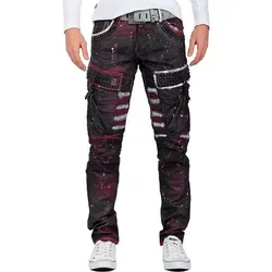 Cipo & Baxx Herren 5-Pocket-Jeans Biker Hose rot Mid Waist - Modische 5-Pocket-Jeans mit Nieten und Seitentaschen. Die pflegeleichte Denim-Hose im angesagten Biker-Stil bietet höchsten Tragekomfort und ist ideal für den Alltag.