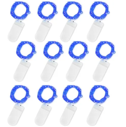 Jsdoin LED Mini Lichterkette mit Batterie, 12x20er Micro Lichterkette Außen, 2M DIY Kleine Lichterketten Wasserdicht für Party Hochzeit Weihnachten Beleuchtung Deko (Blau, 12 Pack)