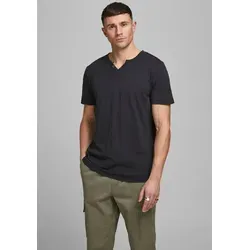 Jack & Jones T-Shirt SPLIT NECK TEE schwarz L (52)