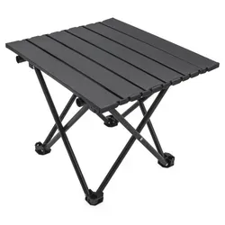 Camping Klapptisch schwarz mit Tragetasche - 40 x 35 cm - Kompakter Klapptisch für Camping, Garten und Balkon. Mit nur 1,4 kg leicht und stabil, inklusive Tragetasche. Einrollbare Tischplatte für platzsparenden Transport - ideal für unterwegs.