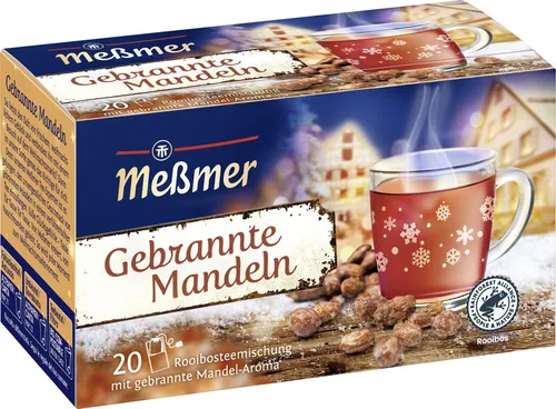 Meßmer Gebrannte Mandeln - Rooibosteemischung - Tees mit gebranntem Mandel-Aroma, vegan, glutenfrei und laktosefrei für einen genussvollen Moment.