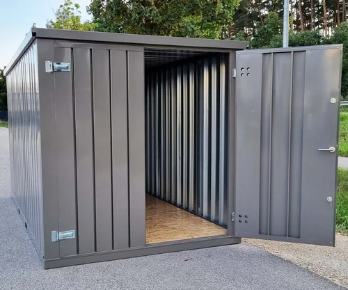 4m Gartenhäuschen Gartenhaus Lagerbox Quarzgrau abschließbar Geräteschuppen Box