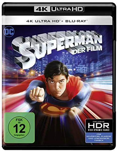 Superman: The Movie (1978) 4K Ultra-HD + Blu-ray 2D - Kultfilm über den berühmtesten Superhelden, jetzt in atemberaubender 4K Ultra-HD Qualität, ideal für Filmfans und Sammler.