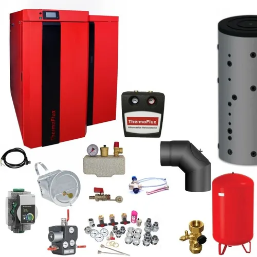 ThermoFlux Kombikessel Pid Logic Kombi 25 kW - Pelletheizung Komplettset 3, ideal für effiziente Heizungswasserbereitstellung mit integrierter Pumpe.